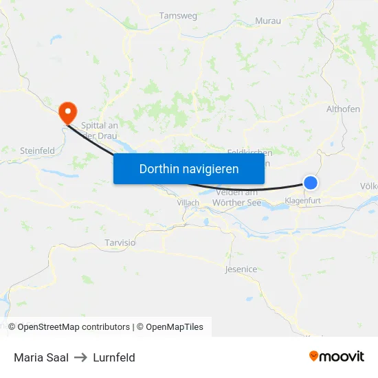 Maria Saal to Lurnfeld map