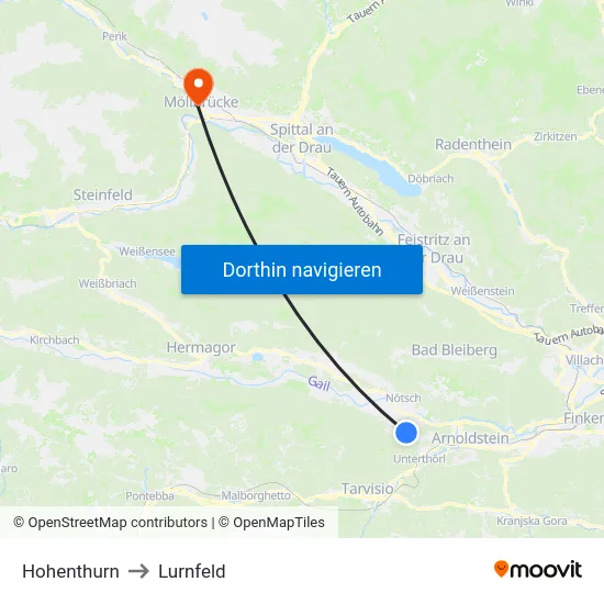 Hohenthurn to Lurnfeld map