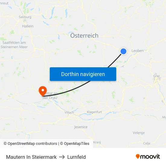 Mautern In Steiermark to Lurnfeld map