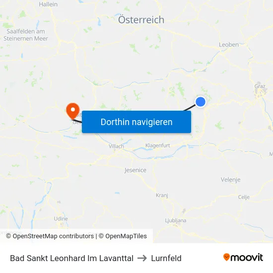 Bad Sankt Leonhard Im Lavanttal to Lurnfeld map
