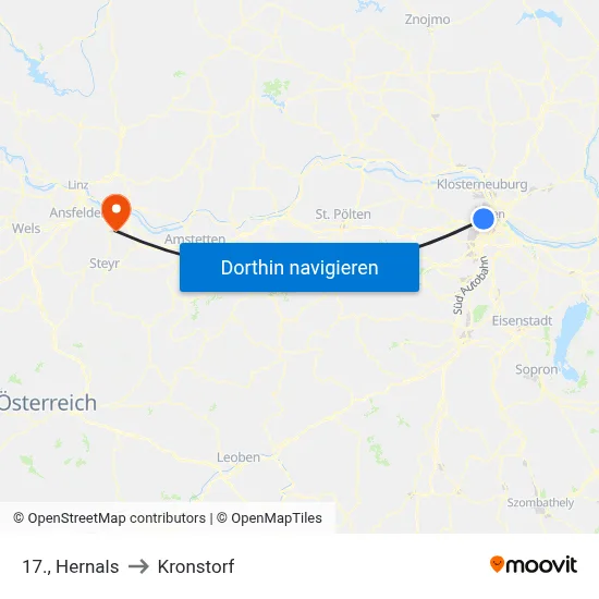 17., Hernals to Kronstorf map