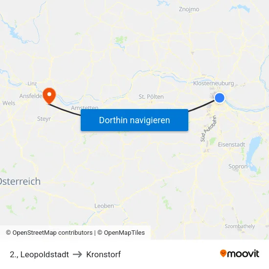 2., Leopoldstadt to Kronstorf map