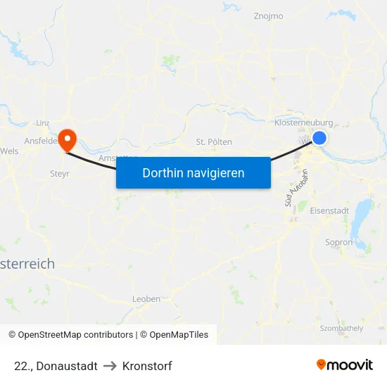 22., Donaustadt to Kronstorf map