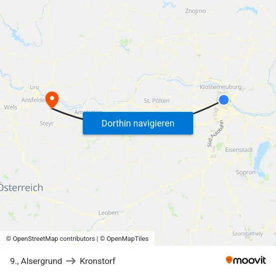 9., Alsergrund to Kronstorf map