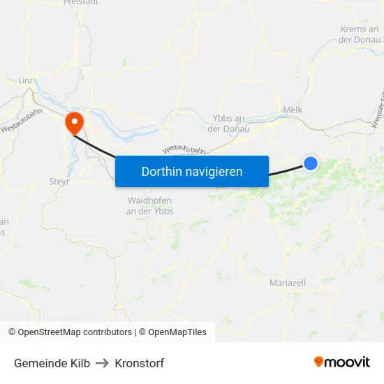 Gemeinde Kilb to Kronstorf map