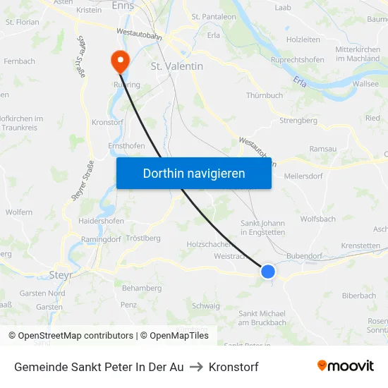 Gemeinde Sankt Peter In Der Au to Kronstorf map