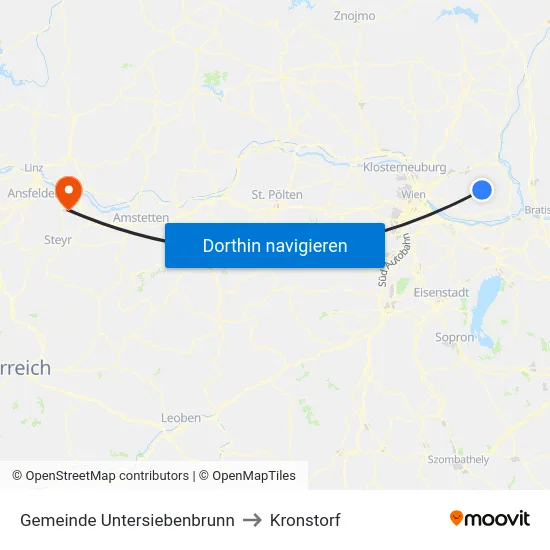 Gemeinde Untersiebenbrunn to Kronstorf map
