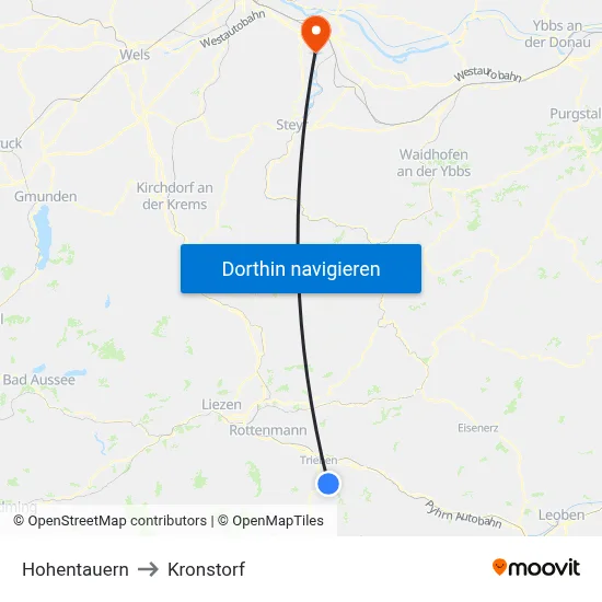 Hohentauern to Kronstorf map