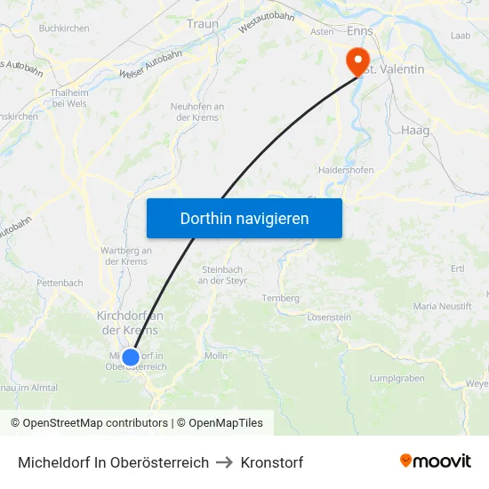 Micheldorf In Oberösterreich to Kronstorf map