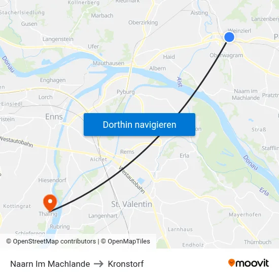 Naarn Im Machlande to Kronstorf map