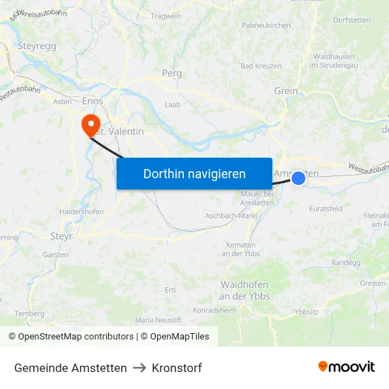 Gemeinde Amstetten to Kronstorf map