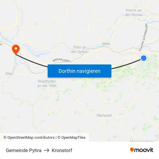 Gemeinde Pyhra to Kronstorf map