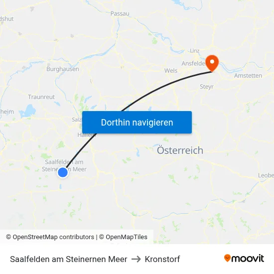 Saalfelden am Steinernen Meer to Kronstorf map