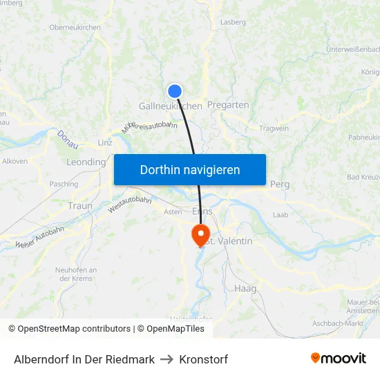Alberndorf In Der Riedmark to Kronstorf map