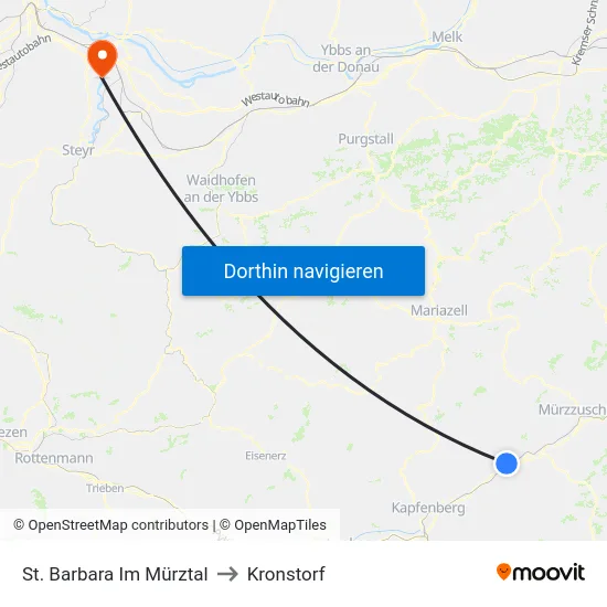 St. Barbara Im Mürztal to Kronstorf map