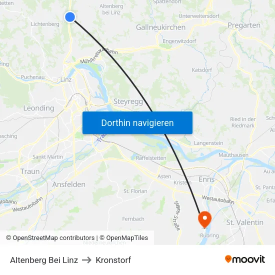 Altenberg Bei Linz to Kronstorf map