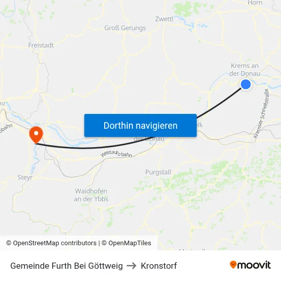 Gemeinde Furth Bei Göttweig to Kronstorf map