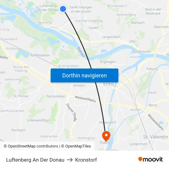Luftenberg An Der Donau to Kronstorf map