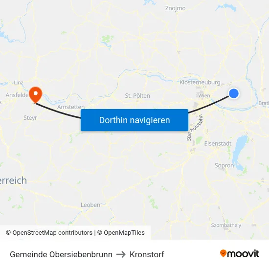 Gemeinde Obersiebenbrunn to Kronstorf map