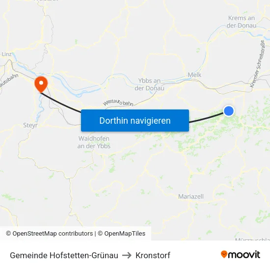 Gemeinde Hofstetten-Grünau to Kronstorf map