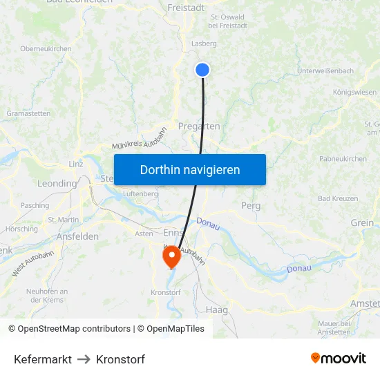 Kefermarkt to Kronstorf map