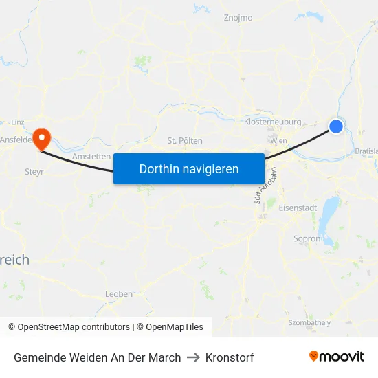 Gemeinde Weiden An Der March to Kronstorf map