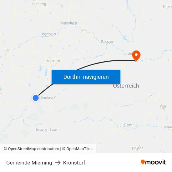 Gemeinde Mieming to Kronstorf map
