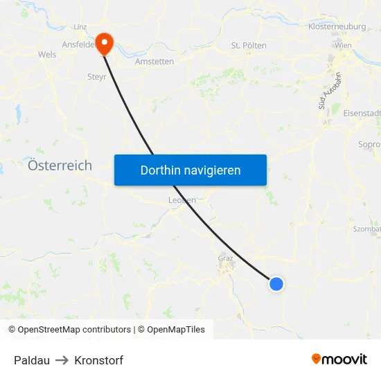 Paldau to Kronstorf map