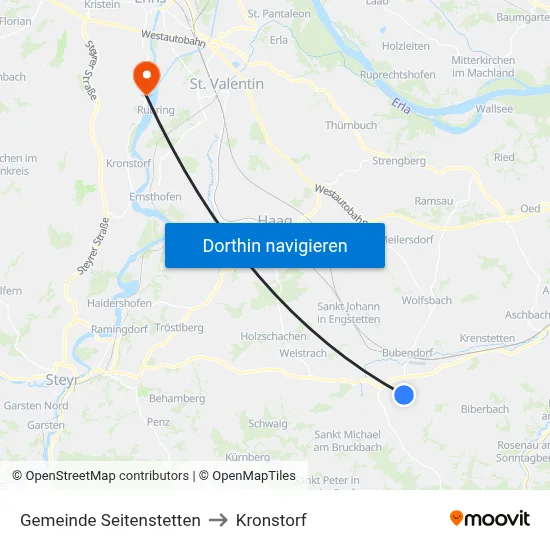 Gemeinde Seitenstetten to Kronstorf map
