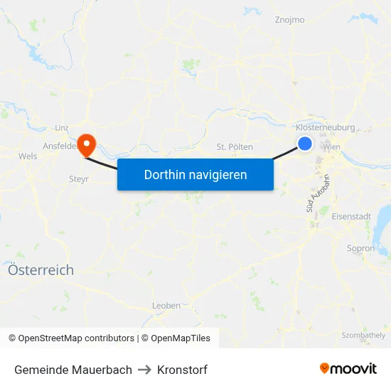 Gemeinde Mauerbach to Kronstorf map