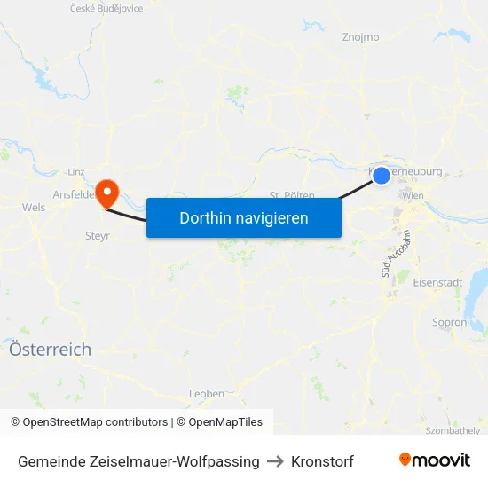 Gemeinde Zeiselmauer-Wolfpassing to Kronstorf map