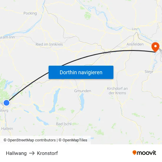 Hallwang to Kronstorf map