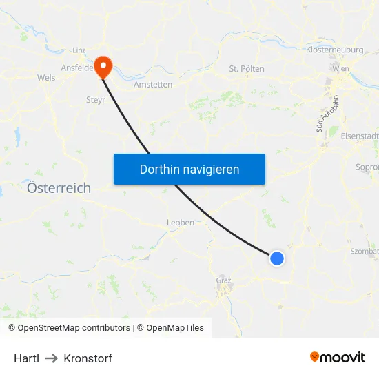 Hartl to Kronstorf map