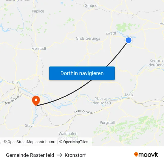 Gemeinde Rastenfeld to Kronstorf map