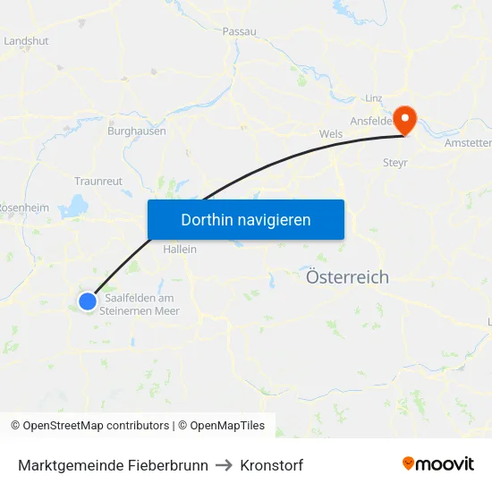Marktgemeinde Fieberbrunn to Kronstorf map