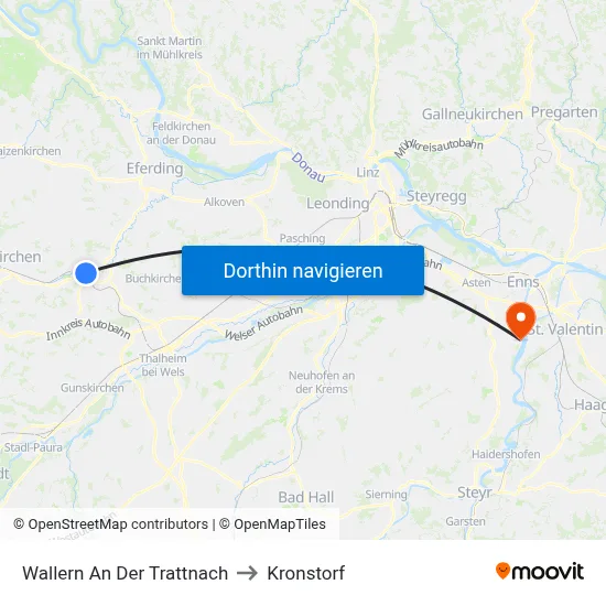Wallern An Der Trattnach to Kronstorf map