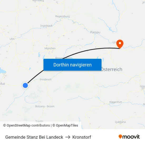 Gemeinde Stanz Bei Landeck to Kronstorf map