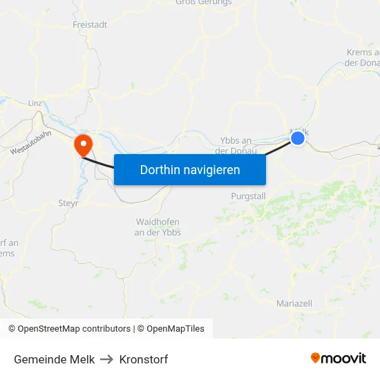 Gemeinde Melk to Kronstorf map