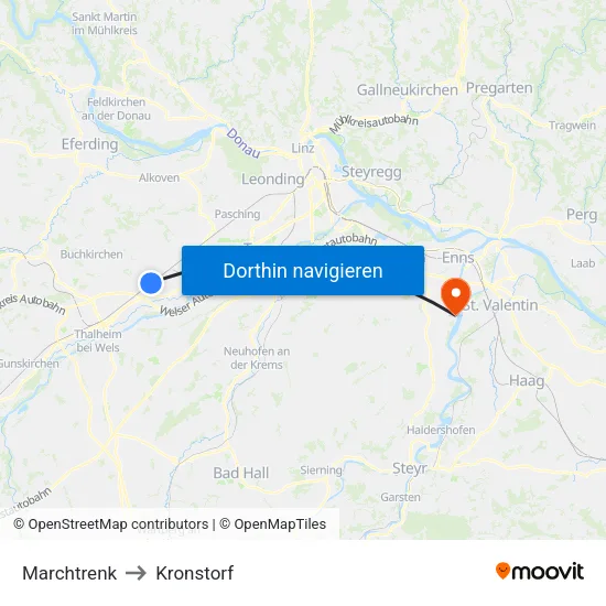 Marchtrenk to Kronstorf map