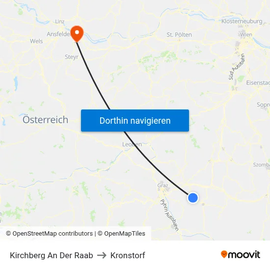 Kirchberg An Der Raab to Kronstorf map