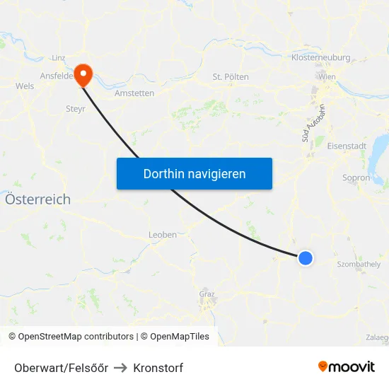 Oberwart/Felsőőr to Kronstorf map