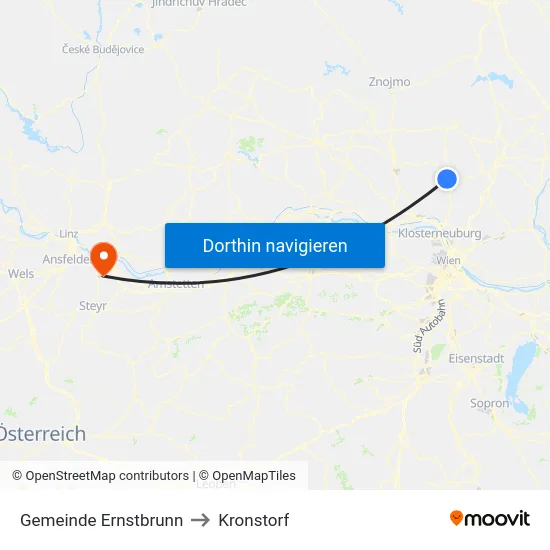 Gemeinde Ernstbrunn to Kronstorf map