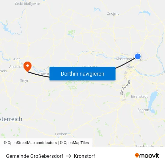 Gemeinde Großebersdorf to Kronstorf map