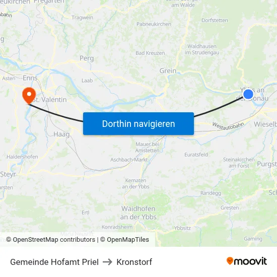 Gemeinde Hofamt Priel to Kronstorf map