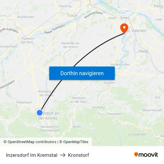Inzersdorf Im Kremstal to Kronstorf map