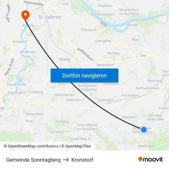 Gemeinde Sonntagberg to Kronstorf map