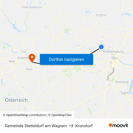 Gemeinde Stetteldorf am Wagram to Kronstorf map