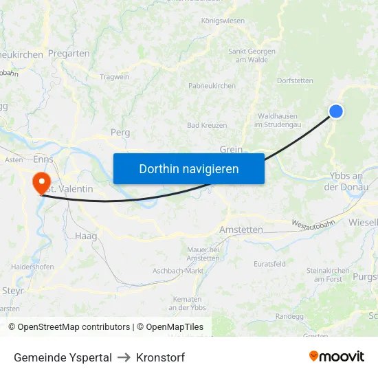 Gemeinde Yspertal to Kronstorf map