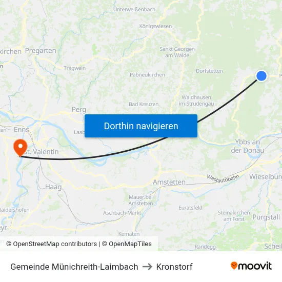 Gemeinde Münichreith-Laimbach to Kronstorf map