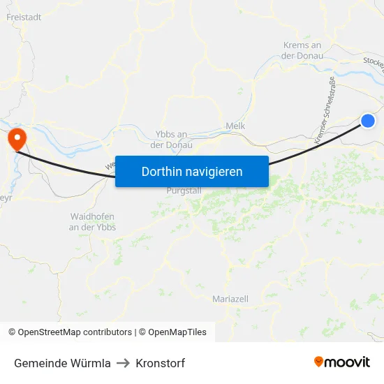 Gemeinde Würmla to Kronstorf map